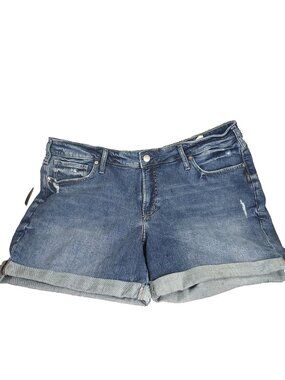 Silver Jeans Boyfriend Short Size 18 Womans Stretch Cuffed Distressed 5 Denim